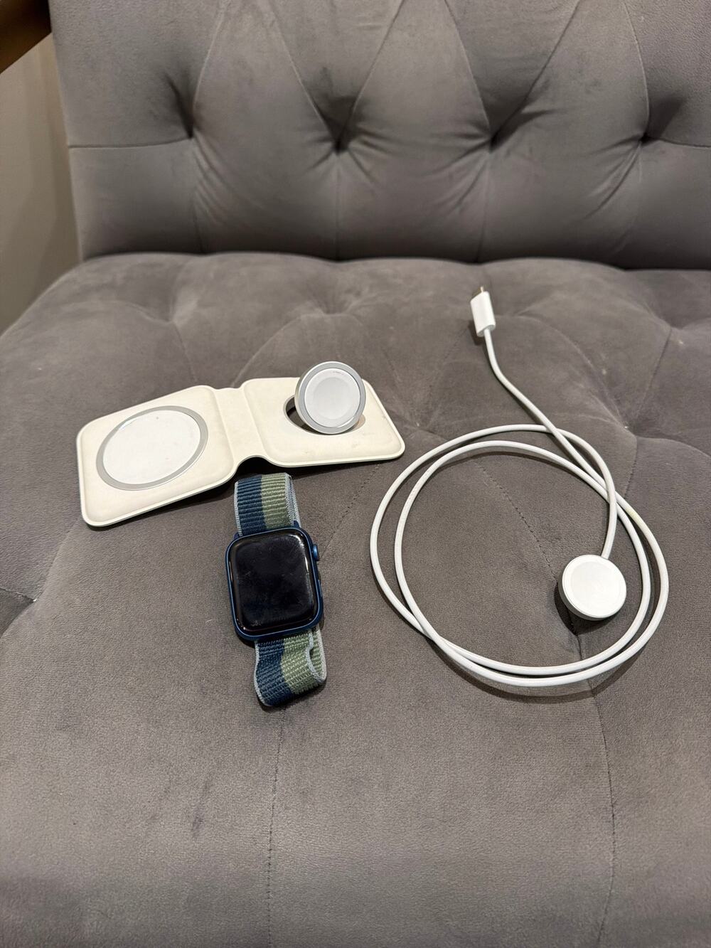 Apple Watch Series 7 45mm Blue Aluminum GPS LTE Bundle with MagSafe Duo Charger